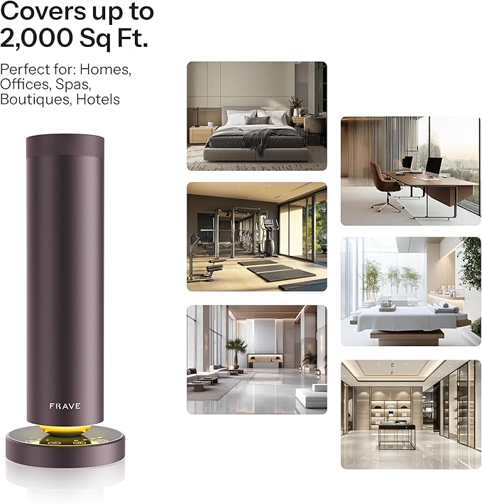 Tower Waterless Scent Diffuser, 2000 Sq Ft Coverage, Luxury Hotel Scent Oil Diffuser for Large Room, Home, Office, Hotel, Remote & App Control, Essential Oil Cold Air Machine, Sandstone