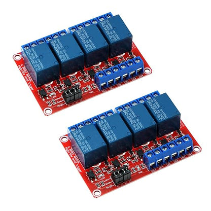 2PCS 4-Channel 24V Relay Module with Optocoupler Isolation – High/Low Level Trigger Control for Arduino, Raspberry Pi, PLC – Industrial Automation, Smart Home DIY (Supports AC/DC Loads)