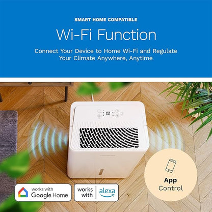 hOmeLabs Dehumidifier 4,500 Sq Ft Wi-Fi (32 Pint MAX 80 Pint at 95°F, 90% RH) for Advanced Humidity & Moisture Control, Quiet, Efficient, Auto Shut-off, Ideal for Home, Basement, Office