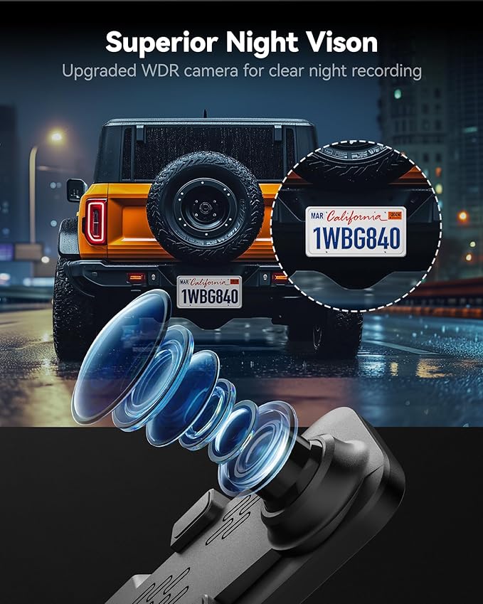 WOLFBOX G840S 12" 4K Mirror Dash Cam & USB C Acc Hardwire Kit