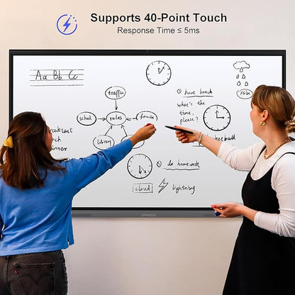 65" 4K Smart Board,Google EDLA Certified with 50MP AI Camera,40-Point Touch Digital Whiteboard,Android 14, 8+128GB,SmartBoard for Classroom Office Home（Wall Mount Included） (65 Inch)
