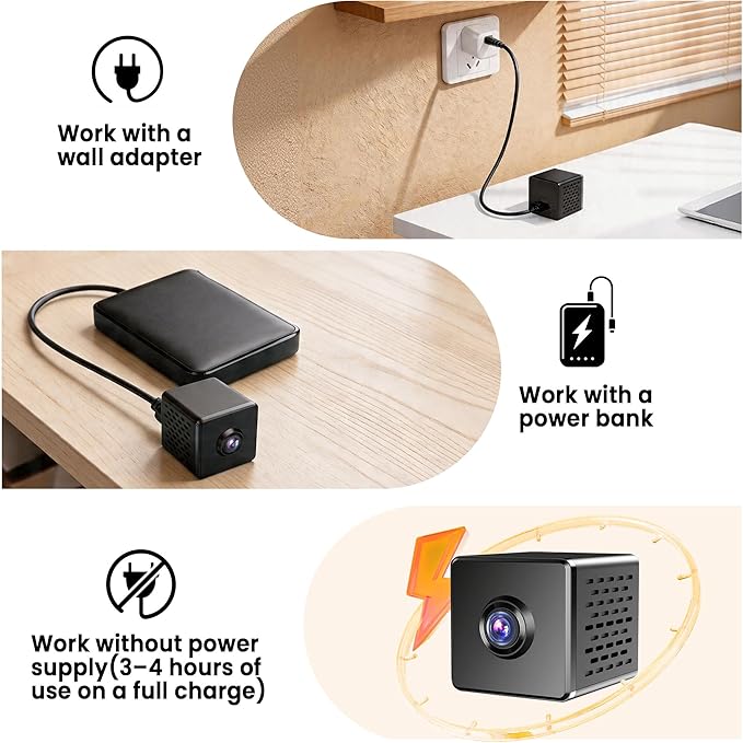vebiliki 4K Spy Camera, Upgraded 5GHz WiFi, Mini Hidden Camera with Live View & Motion Alerts, Plug-in Nanny Cam with Night Vision, Cloud & Local Storage for Home, Baby, Pet Monitoring