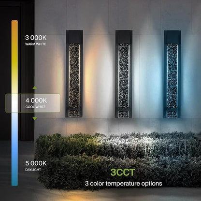 ASD LED 24" Bubble Glass Wall Light Fixture, Outdoor & Indoor Seeded Sconce | 3CCT, Waterproof, Dimmable, ETL Listed | 20W 600LM 3000-5000K 100-277V | Exterior Lantern, Porch Lighting | Black, 4 Pack