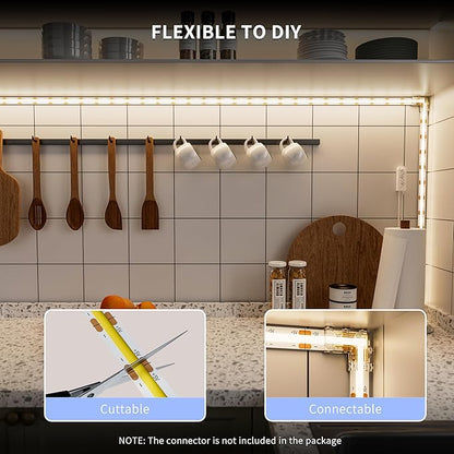PAUTIX COB LED Strip Lights,Dotles LED Lights with Motion Sensor,5V USB LED Strip Light 4000K Natural White,Super Bright Dimmable Motion Activated LED Tape Light for Bedroom,Cabinets,Kitchen,Stairs