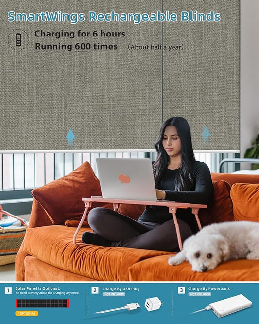 SmartWings Motorized Smart Blinds with Remote, Custom Automatic 100% Blackout Roller Shade Compatible with Alexa/Homekit/Google, Electric Smart Blinds for Indoor Windows, Vigor Sage