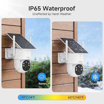 Noorio 2K Solar Security Camera Wireless Outdoor, 360° Pan/Tilt Camera with Dual-Band WiFi 2.4/5G, Fixed Solar Panel, AI Human Detection, Color Night Vision, 4MP, IP65 Weatherproof, 2-Way Audio