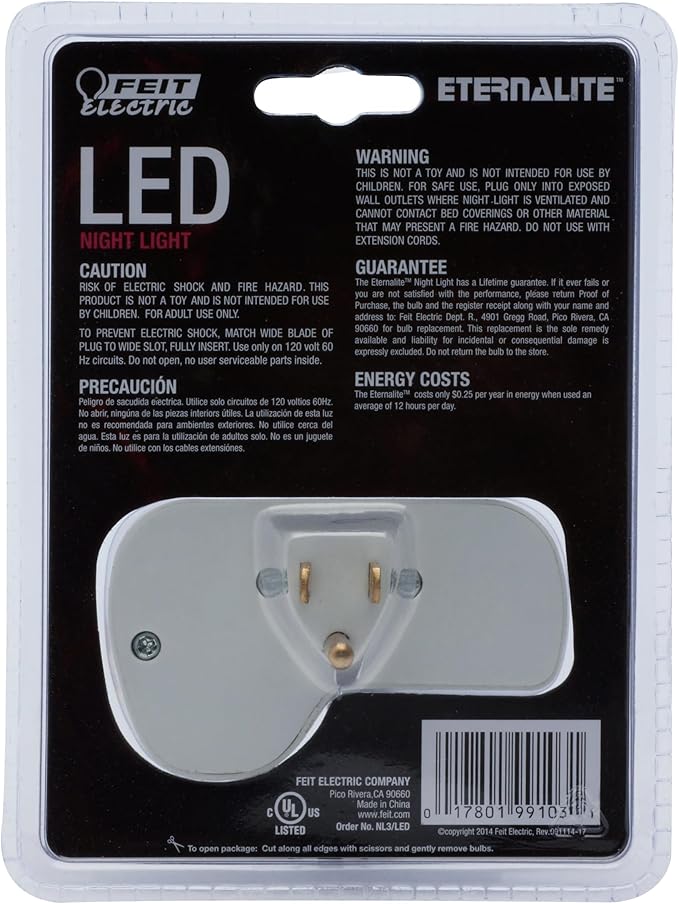 Feit Electric NL3/LED Three LED Sensor Night Light Plus 3-Plug Outlet