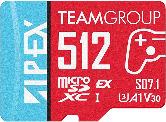 TEAMGROUP APEX 512GB microSD Express Card, microSDXC Memory Card U3 A1 V30 R/W up to 800/700 MB/s, for Nintendo Switch2, UHS-I Compatible, with Adapter TAPMSDE512GIV30A102