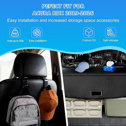 AUXKO Retractable Cargo Cover for Acura RDX 2026-2019, Trunk Cargo Cover Luggage Security Shade Cover for 2024 2025 2026 Acura RDX Shielding Shade Anti-Peeping Luggage Privacy Screen, Carbon Fiber