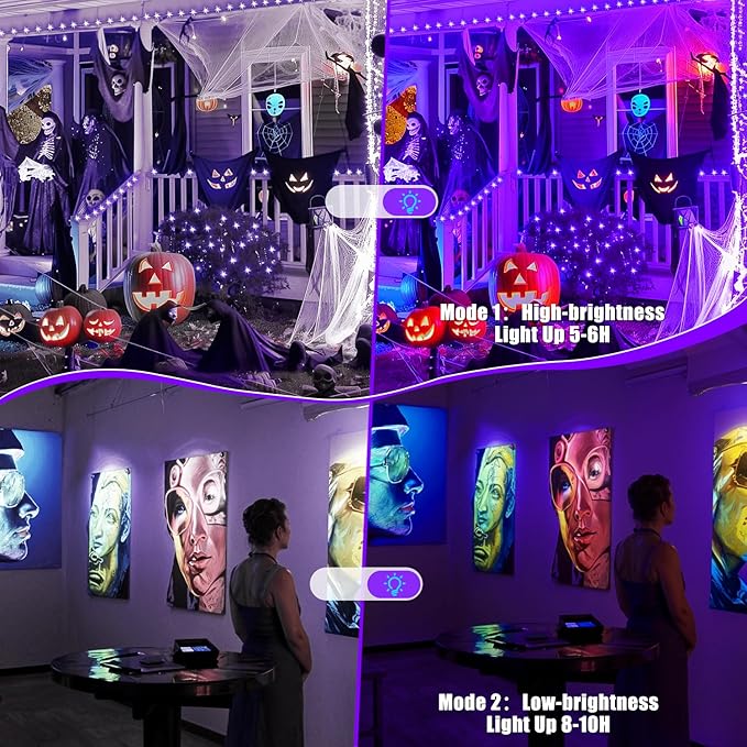 T-SUN Rechargeable Black Lights, Battery Powered Black Lights for Fishing Portable Blacklights for Glow Party Body Paint Fluorescent Poster Neon Party 4 Packs