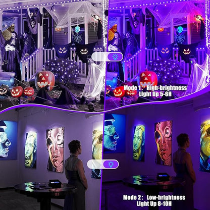 T-SUN Rechargeable Black Lights, Battery Powered Blacklights for Glow Party Fishing Cordless Black Light Ultraviolet Flood Light Outdoor Waterproof, Body Painting, Fluorescent Poster 1Pack