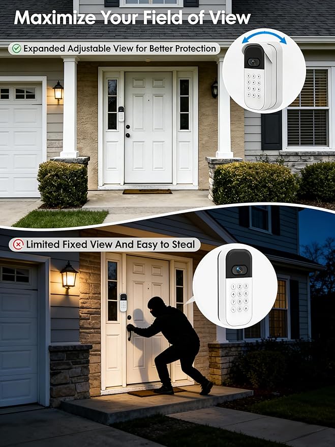 Weatherproof Swivel Mount for myQ Smart Garage Video Keypad, Left/Right Adjustable Angle Mounting Bracket, Easy to Install Wall Mount, White (Video Keypad Not Included)