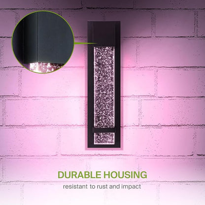 ASD LED 18" Bubble Glass Wall Light Fixture, Outdoor & Indoor Seeded Sconce | RGBW, Smart, Waterproof, ETL Listed | 9W 250LM 3000-5000K 100-277V | Exterior Lantern, Porch Lighting | Black
