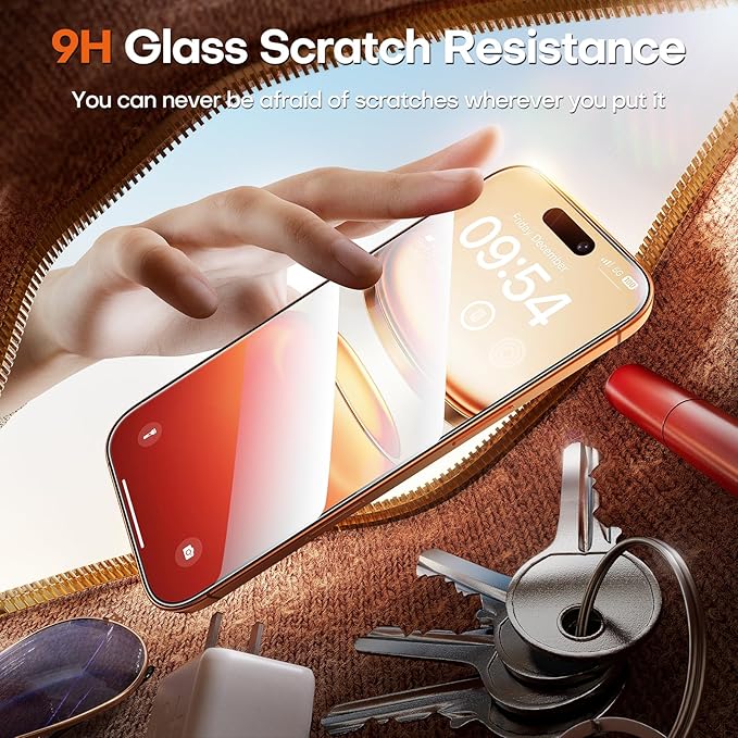 TOCOL for iPhone 17 Pro Screen Protector/iPhone 16 Pro Sceen Protector 6.3 Inch 9H Hardness Military Grade Shatterproof HD Tempered Glass for Full Coverage Protection 2 Pack