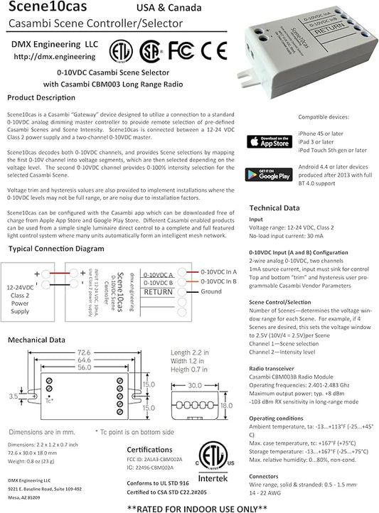 LLS | Scene10cas 0-10VDC Casambi Scene Selector | DMX Engineering