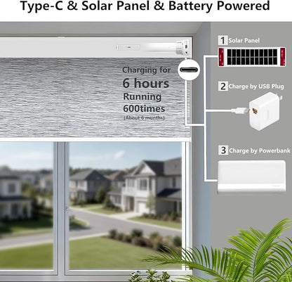 Motorized Light Filtering Roller Shades – Smart Electric Blinds for Living Room, Alexa Google Home Siri, Matter Compatible, Custom Window Shades, Cordless Rechargeable