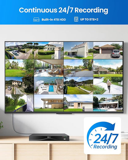 ZOSI 32CH 4K PoE Security Camera System, 12pcs 8MP Outdoor Indoor Cameras with Audio, Person/Vehicle Detection, Dual Disk Backup, H.265+ 16Port 32-Channel NVR with 4TB HDD for Business 24/7 Recording
