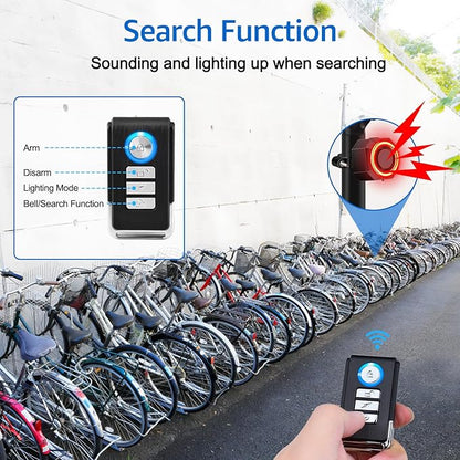 NineLeaf Bicycle Tail Light Rechargeable,Bike Tail Light with Alarm and Remote,Bike Alarms for Ebikes,IP65,113dB Alarms, Level 7 Sensitivity, Auto ON/Off Bike Tail Light with Smart Brake Lights
