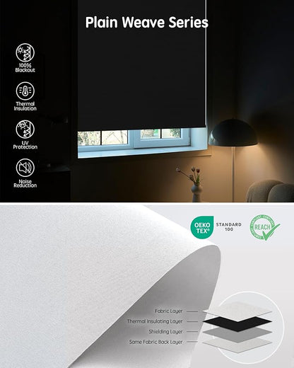 Yoolax Motorized Blinds with Remote, 100% Blackout Smart Blinds Work with Alexa, Google, Apple Homekit, Motorized Shades for Bedroom, Custom Electric Shades Voice Control (Fabric Grayish White)