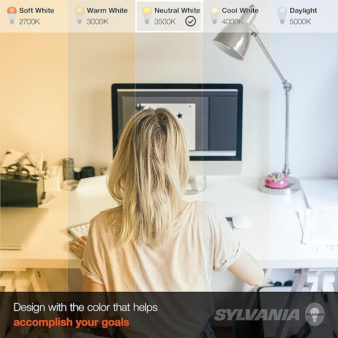 SYLVANIA LED Light Bulb, 60W Equivalent A19, Efficient 8.5W, Medium Base, Frosted Finish, 800 Lumens, Bright White - 4 Pack (79704)