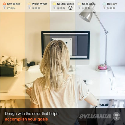 SYLVANIA LED Light Bulb, 60W Equivalent A19, Efficient 8.5W, Medium Base, Frosted Finish, 800 Lumens, Bright White - 4 Pack (79704)