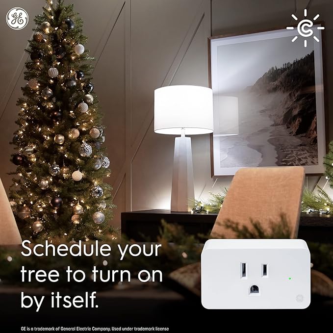 GE CYNC Smart Plug, Indoor Bluetooth and Wi-Fi Outlet Socket, Works with Alexa and Google, Great Christmas Gifts for Men, Holiday Gift for Women, Perfect Dad Gifts (1 Pack)