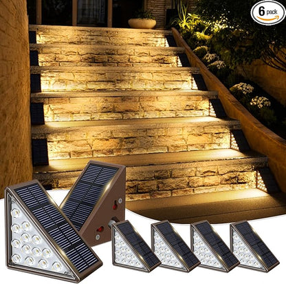 JOFIOS Solar Step Lights for Outside, 6pack Solar Stair Lights Outdoor Waterproof IP67, Outdoor Deck Step Light LED for Garden Stair, Patio, Front Door, Porch, Yard, Sidewalk Decor(Warm Brown)