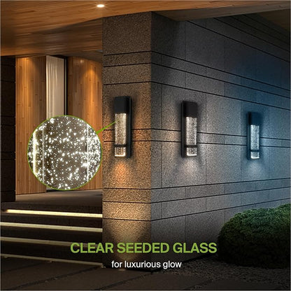 ASD LED 13" Bubble Glass Wall Light Fixture, Outdoor & Indoor Seeded Sconce | 3CCT, Waterproof, Dimmable, ETL Listed | 12W 500LM 3000-5000K 120V | Exterior Lantern, Porch Lighting | Black