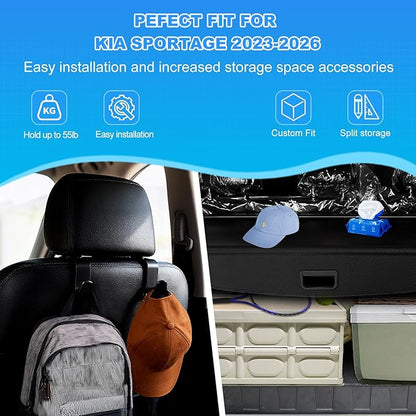 AUXKO Retractable Cargo Cover for Kia Sportage 2026-2023, Trunk Cargo Cover Luggage Security Shade Cover for 2026 2025 Kia Sportage Shielding Shade Anti-Peeping Luggage Privacy Screen, Carbon Fiber