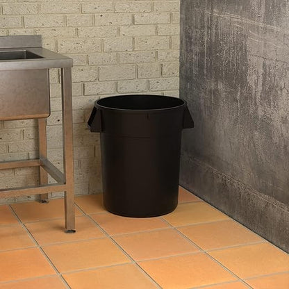 32 Gallon Black Round Commercial Trash Can, Heavy-Duty Food Grade NSF Certified, Perfect for Restaurant, Office, School, Garage, Backyard, Workshop, Warehouse