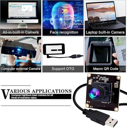 ELP 4K USB Camera Module with Microphone for Computer - 8MP Industrial Lightburn Camera IMX317 - 100 No Distortion Lens