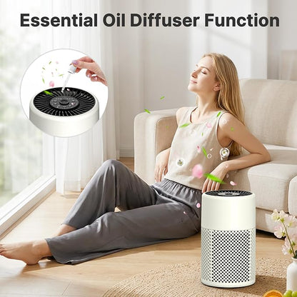 Air Purifiers for Bedroom, Dorm Room, True HEPA Filter for Smoke, Beige