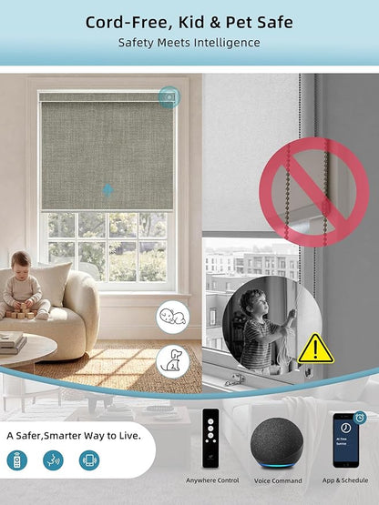 SmartWings Motorized Smart Blinds with Remote, Custom Automatic 100% Blackout Roller Shade Compatible with Alexa/Homekit/Google, Electric Smart Blinds for Indoor Windows, Vigor Sage