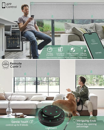 Yoolax Motorized Blinds with Remote, Designer Smart Blinds Work with Alexa, Google, Apple Homekit, 100% Blackout Motorized Shades Custom Electric Shades Voice Control (V-Foggy White)