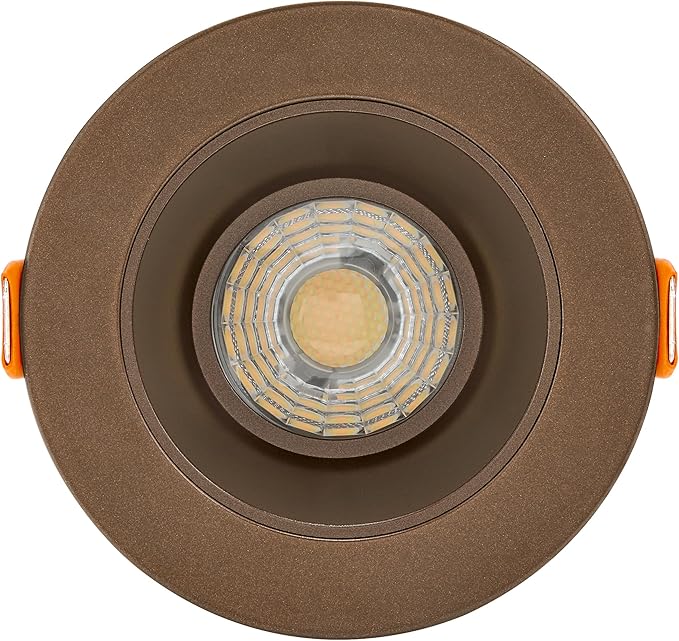 Maxxima 2 in. Ultra-Thin Recessed Anti-Glare LED Downlight - Canless IC Rated, 5 Color Temperature Selectable 2700K/3000K/3500K/4000K/5000K, Dimmable, Round Bronze Trim, 90 CRI