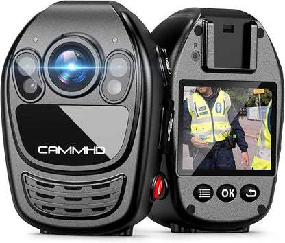 CAMMHD YX1-256G 2K/1440P Body Camera Support Video Audio Image, 3500mAh Battery Work 12hrs, Night Vision and 2.0IN Screen Easy to Playback, Data-encrypted Body Cam for Police and Personal