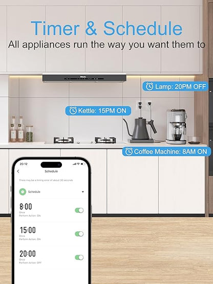 EIGHTREE Smart Plug 15A, Smart Plugs that Compatible with Alexa & Google Home & SmartThings, No Hub Required, WiFi Outlet with Remote Control, Timer & Schedule, 2.4GHz WiFi Only, 2 Packs