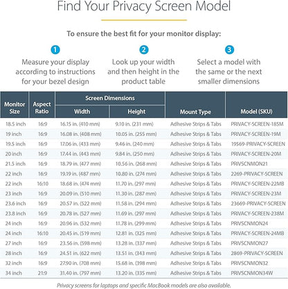 StarTech.com 22-inch 16:9 Computer Monitor Privacy Filter, Anti-Glare Privacy Screen w/51% Blue Light Reduction, Monitor Screen Protector w/+/- 30 Deg. Viewing Angle (2269-PRIVACY-SCREEN)