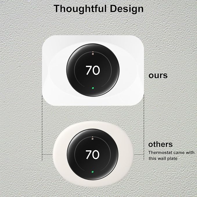 Wall Plate Cover Compatible with Google Nest Learning Thermostat (4th Gen), Practical Trim Kit for Nest Learning Thermostat 4, Snap fit Design, Snap fit Design (White, 1 Pack)