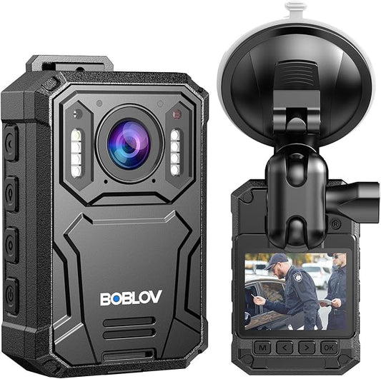 BOBLOV KJ23Pro 2K Body Camera, 256GB Body Worn Camera with Night Vision, 4000mAh Battery for 15 Hours Continuous Recording, with Car Suction for Dashcams, Law Enforcement, Security, Outdoor Work