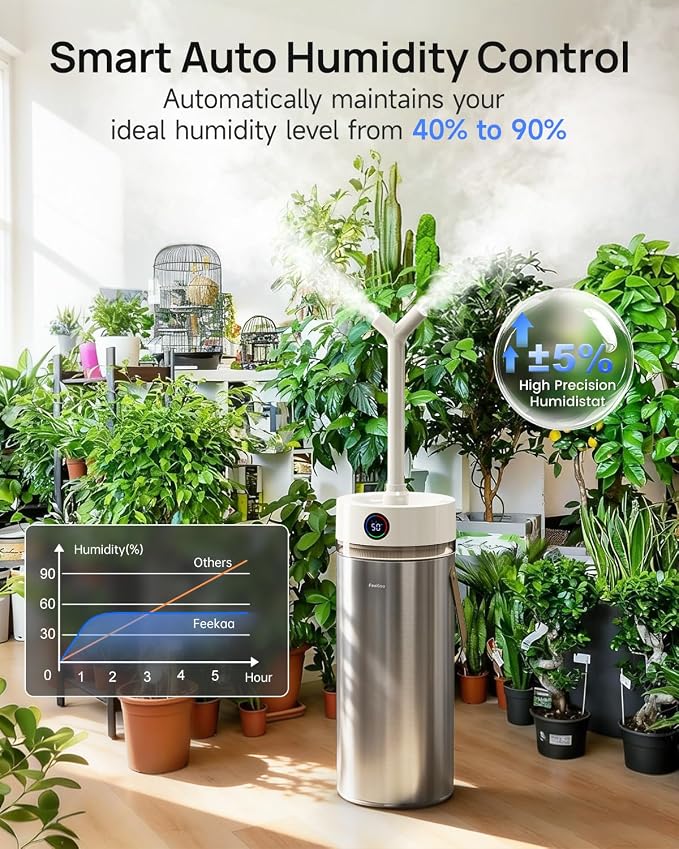 Feekaa Stainless Steel Humidifier, 8L/2.1Gal Cool Mist Humidifiers for Bedroom, Easy to Clean Humidifier Large Room with Diffuser, Humidifiers for Baby Kids Nursery Living Room Office Plant