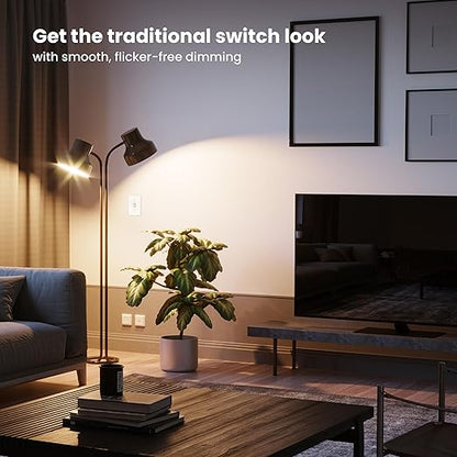 Feit Electric Toggle Dimmer with Light Switch for Dimmable LED Light Bulbs, Single Pole or 3-Way, Wall Plate and Wire Nut Installation Included, DIM/Toggle/2, 2 Pack