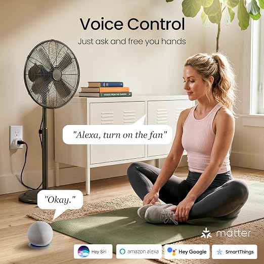 GHome Smart Plug Matter 15A, WiFi Smart Plugs Compatible with Alexa, Apple Home, Siri, Google, SmartThings, Smart Outlet Timer with APP Remote Control, 2.4GHz Wi-Fi Only, ETL FCC Listed