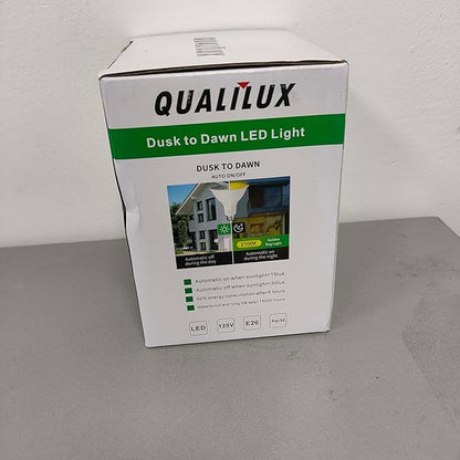 Qualilux PAR30 Dusk to Dawn LED Yellow Light Bulbs, 2100K Golden Yellow Light, 75W Equivalent, 850LM, Auto On/Off Light Sensing Flood Light Outdoor Bulb, 10.5W, 2 Pack, E26 Base, Non-Dimmable, HQ-H051