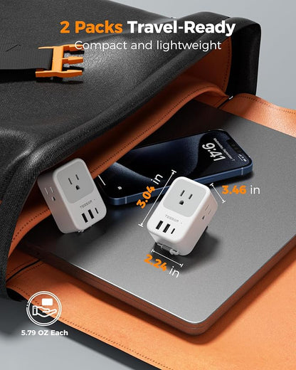 TESSAN European Travel Plug Adapter, 2 Pack