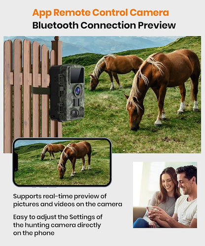 Trail Camera - 4K 48MP WiFi Game Camera with Night Vision, 0.05s Trigger Motion Activated Camera, IP66 Waterproof, 130 Wide-Angle Cell Phone App No Glow Infrared LEDs for Outdoor Wildlife