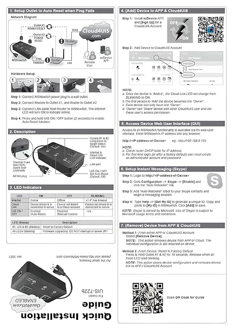 MSNSwitch2 Internet Enabled IP Remote Power Switch with Reboot - Control via Smartphone App, Cloud Service, Web Browser or API - 2 Independent AC Power Outlets (Model UIS-722T) (TAA Compliant)