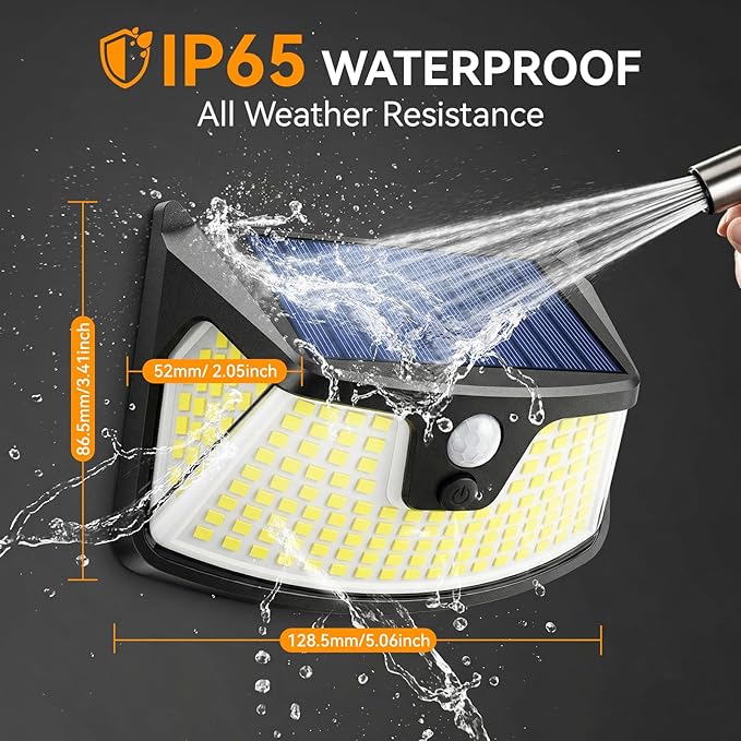152LED Solar Motion Light Outdoor, 850LM Super Bright 3-Mode Motion Sensor Lights, Outdoor IP65 Waterproof 270° Wide Security Light, Solar Powered Flood Lamp for Garden Wall Fence Garage（2 Pack）