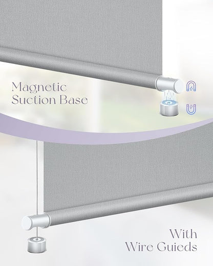 Graywind Motorized Outdoor Shades for Patio, Work with Alexa & Google, Solar Powered Electric Roller Shades for Outside, Custom Size (3% Openness, AegisLite Mist)
