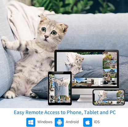 【16CH Expandable】Hiseeu Home Security Camera System, 24/7 Recording, Wired Plug-in Powered 8Pcs 5MP Outdoor Camera, 4K NVR Kit, Night Vision, IP66, Motion Detection, 3TB HDD, 2.4G/5G Wireless Pro WiFi